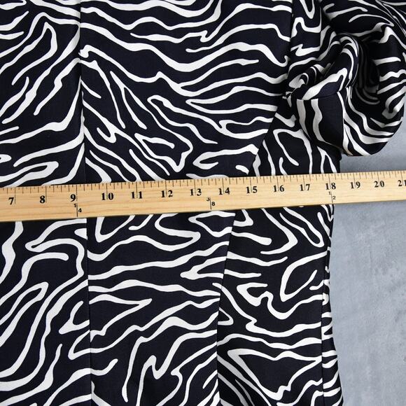 Talbots Blazer Women's 8 Black White 1/2 Zip Jacket Silk Blend Jacket - Picture 9 of 9